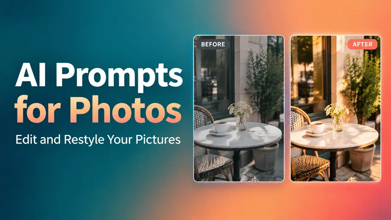 Title card: AI Prompts for Photos, Edit and Restyle Your Pictures
