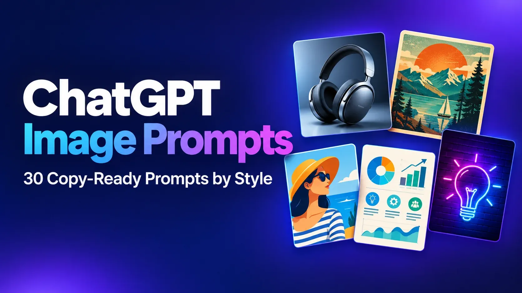 Title card: ChatGPT Image Prompts, 30 Copy-Ready Prompts by Style