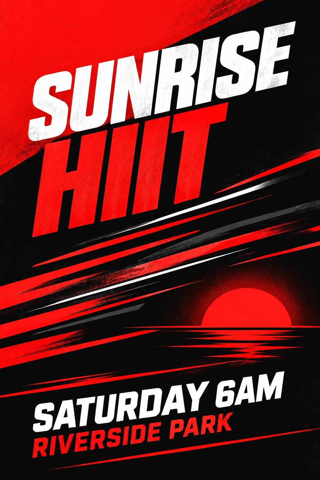 Prompt 12, fitness class event poster: real Omnely output from GPT Image 2.5 Flare at 1K