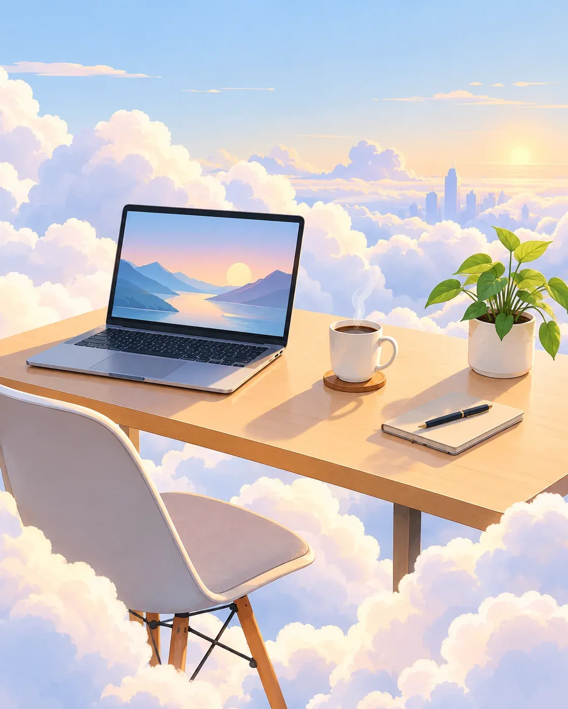 Prompt 13, editorial illustration, remote work: real Omnely output from GPT Image 2.5 Flare at 1K