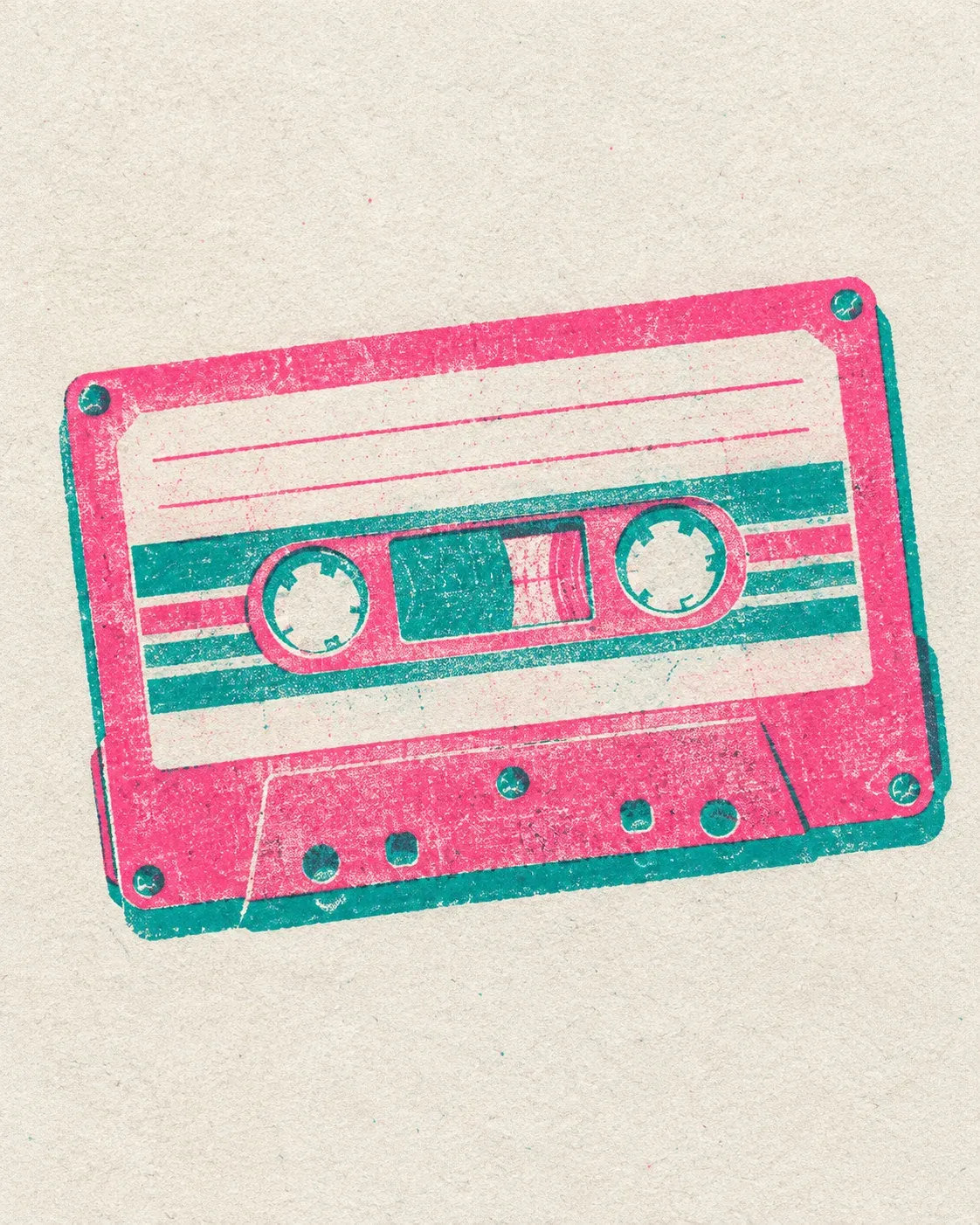 Prompt 17, risograph-style music illustration: real Omnely output from GPT Image 2.5 Flare at 1K