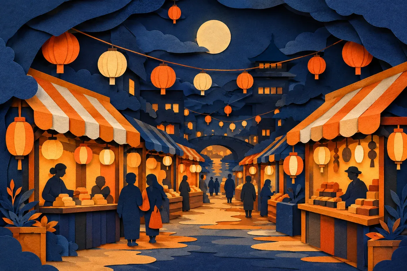 Paper-cut night market, real Omnely output from GPT Image 2