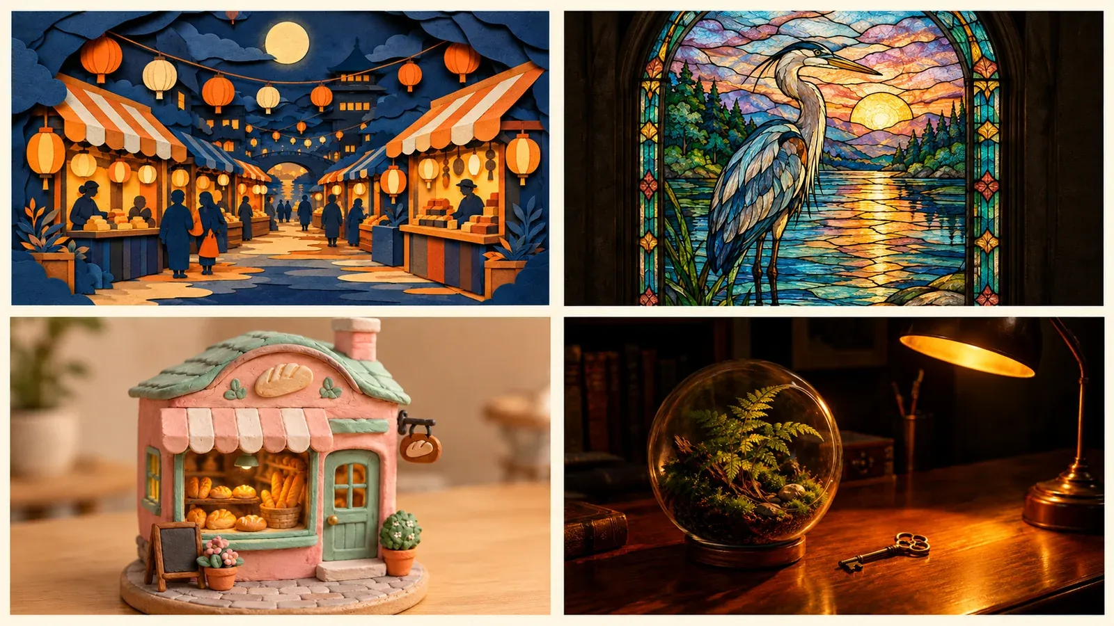 Prompt 11, four-panel moodboard (4 references): real Omnely output from GPT Image 2 at 1K
