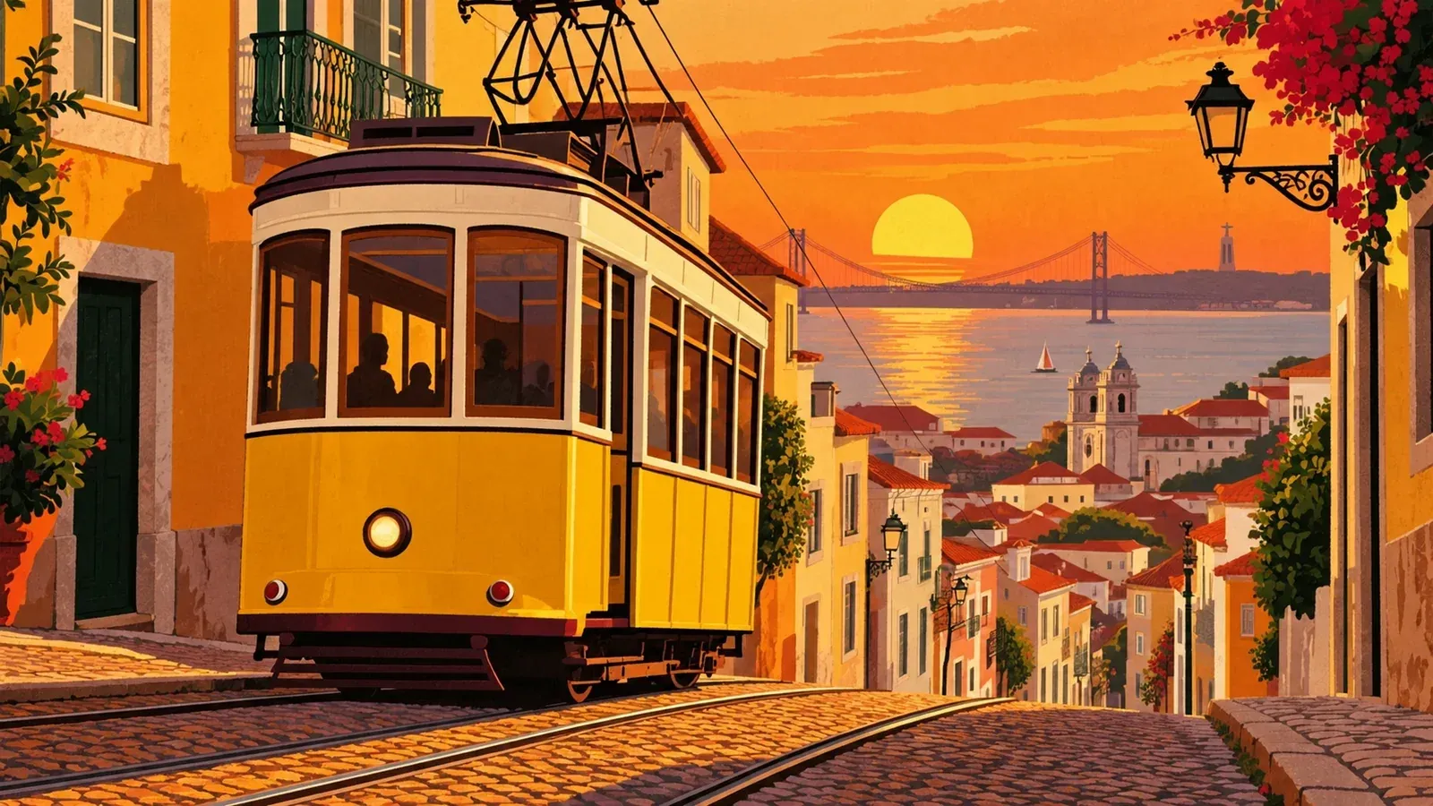 Poster of a Lisbon tram, generated with GPT Image 2.5 Sunburst
