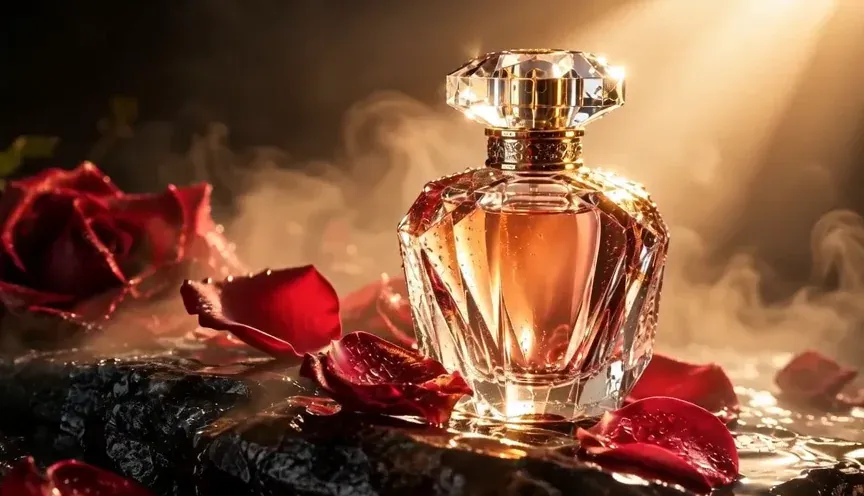 Frame from the Seedance 2.0 clip, perfume bottle with mist