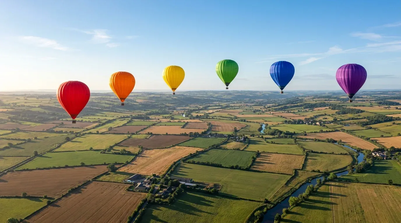 Prompt 6, six hot air balloons: real Omnely output from Nano Banana Pro at 1K