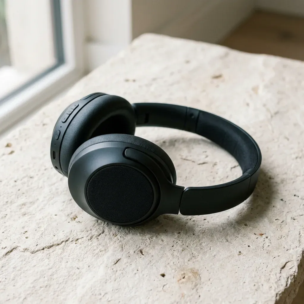 Same-prompt start frame for Seedance 2.0 vs Kling 3.0: matte black headphone